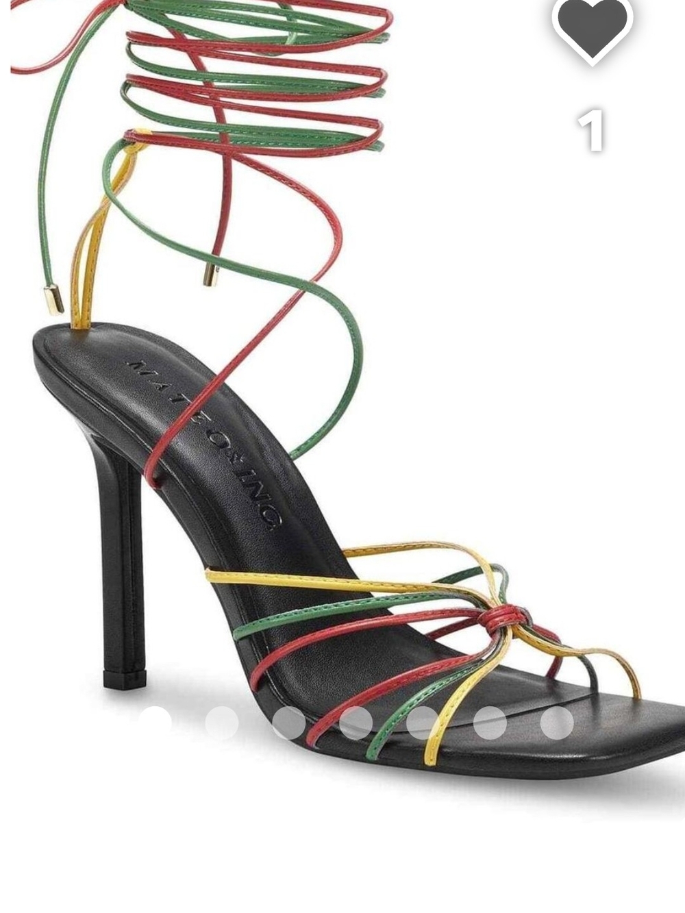 NIB INC International Concepts Black Multi-Color Lace-Up Stiletto Sandal